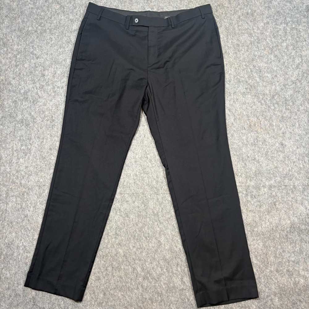 Calvin Klein Dress Pants Men's Size 38x30 Slim Fit Solid Black Business Workwear